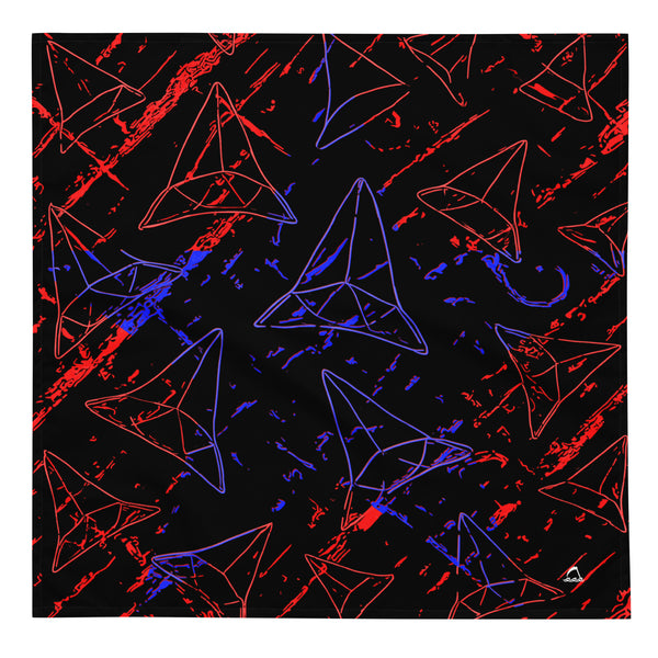 Bandana - Red, Black, and Blue Shark Teeth Star