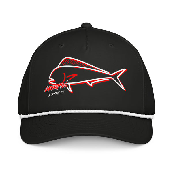 Classic Rope Cap - Mahi Mahi White on Red